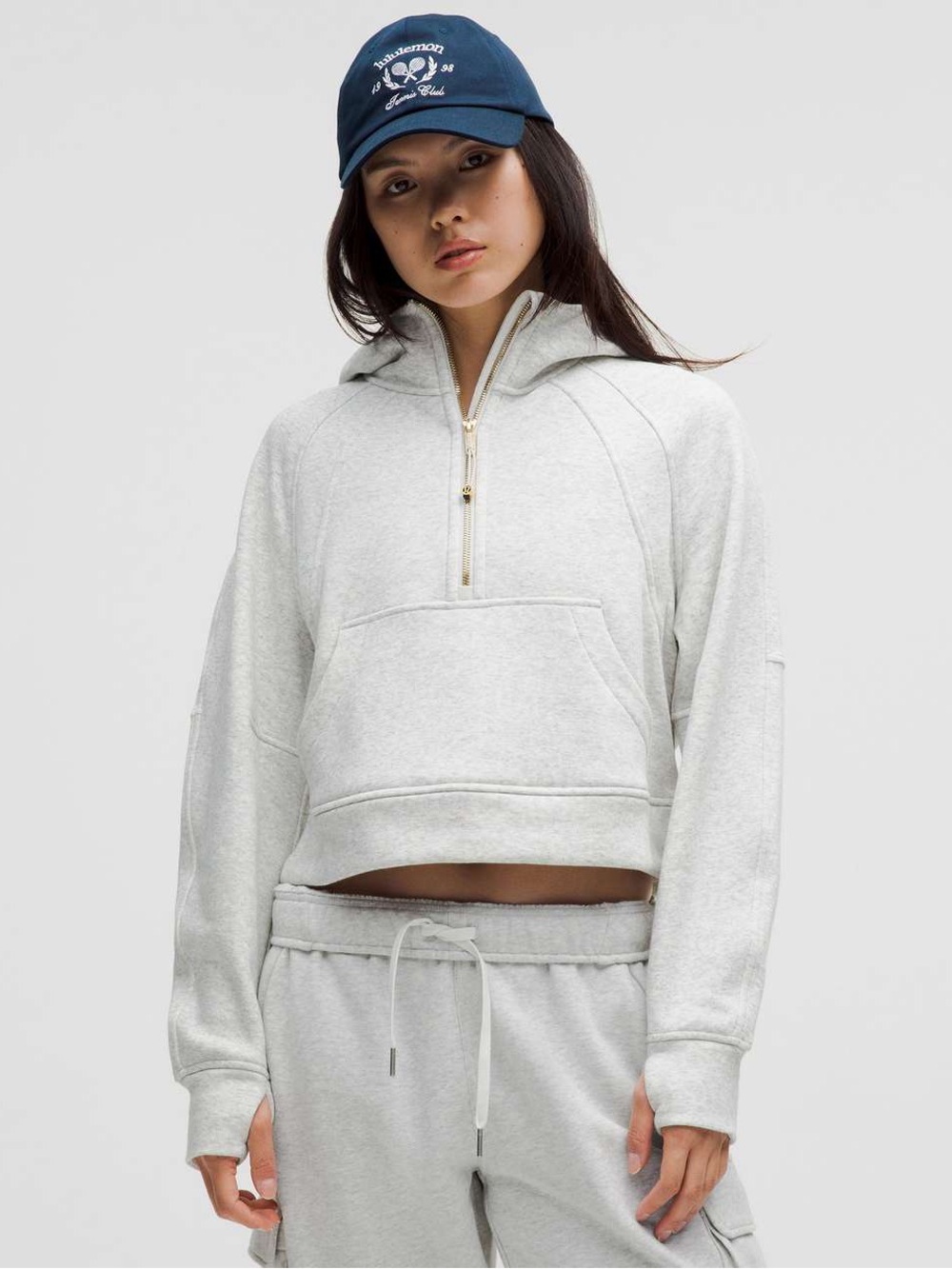 Lululemon Scuba Oversized Half-Zip Hoodie Plush Heathered Gray Gold BRAND NEW